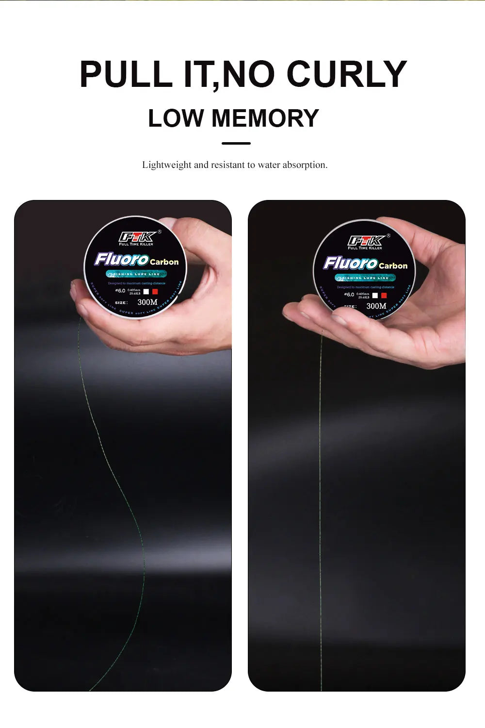 FTK 300/500m Invisible Fishing Line Speckle Fluorocarbon Coating Line 0.20mm-0.50mm 4.13LB-34.32LB Super Strong Spotted Line