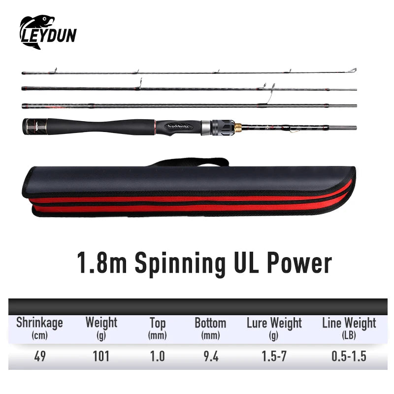 LEYDUN A-THORN Spinning 4 Section Fishing Rods High Quality Guide Ring FUJI Reel Seat Multi-section Casting Travel Feeder Rods