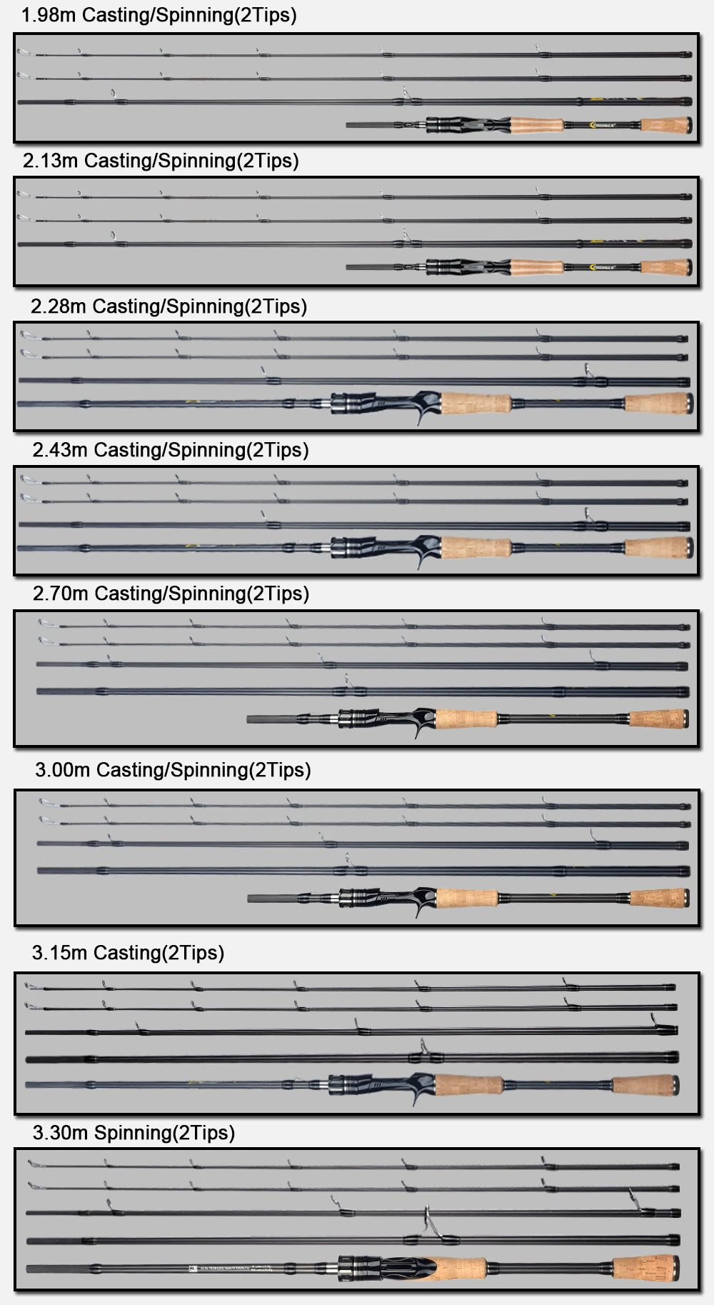 Felenhai Blackjack Casting Spinning Fuji Guide Fishing Rods 1.8/2.1/2.4/2.7/3.0/3.3m 2Tips Lure 5-80g ML/M/MH/H Baitcasting Pole