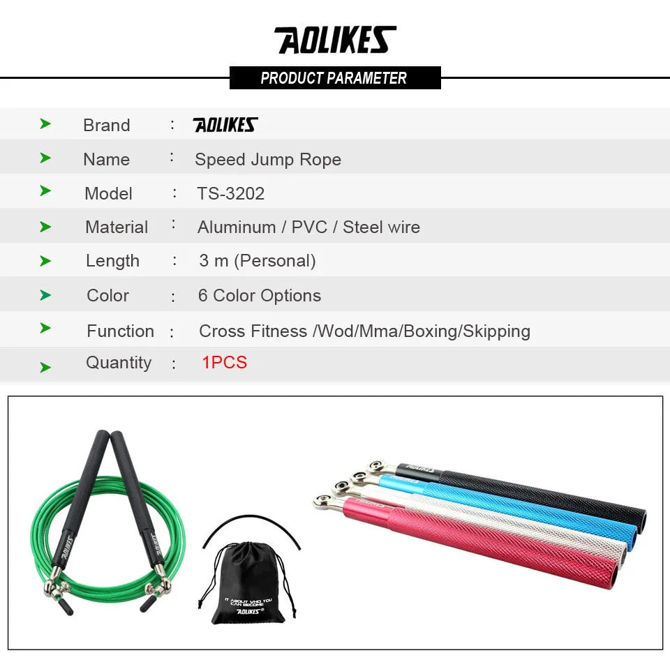 AOLIKES Crossfit Jump Rope Professional Speed Bearing Skipping Fitness Workout Training Equipement MMA Boxing Home Exercise