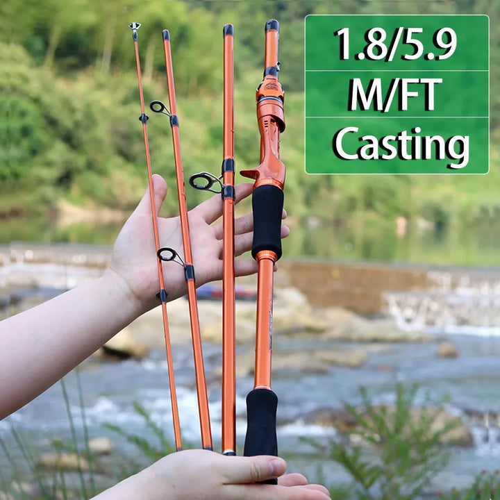 BAKAWA Casting Spinning Fishing Rods 1.8M 2.1M UltraLight Travel Feeder Pole 4 Sections EVA Handle Baitcasting Fish Rod Pesca