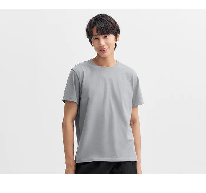 Semir 2024 Short-Sleeved T-Shirt Men Spring New Pure Cotton Bottoming Shirt Simple Commuting Casual Top Solid Color Round Neck