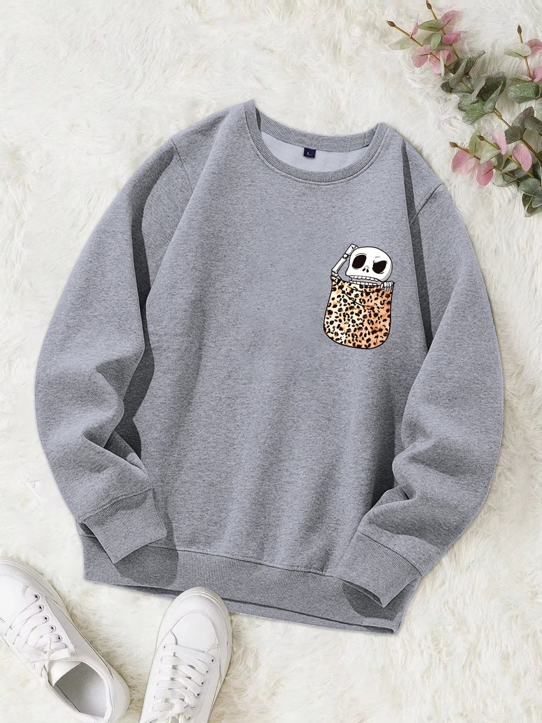 A Skull In The Pocket Funny Print Female Sweatshirt Harajuku All-Match Hoody Fashion S-Xxl Hoodies Vintage Casual Top Women