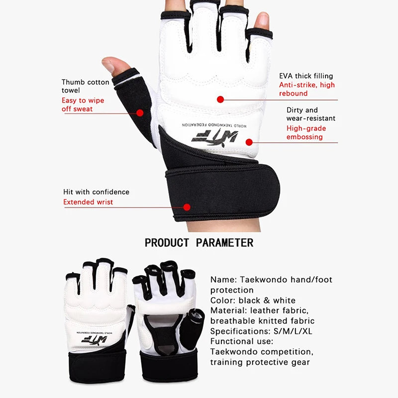 Taekwondo Leather Gloves Sparring Karate Ankle Protector Guard Gear Boxing Martial Arts Hand Guard