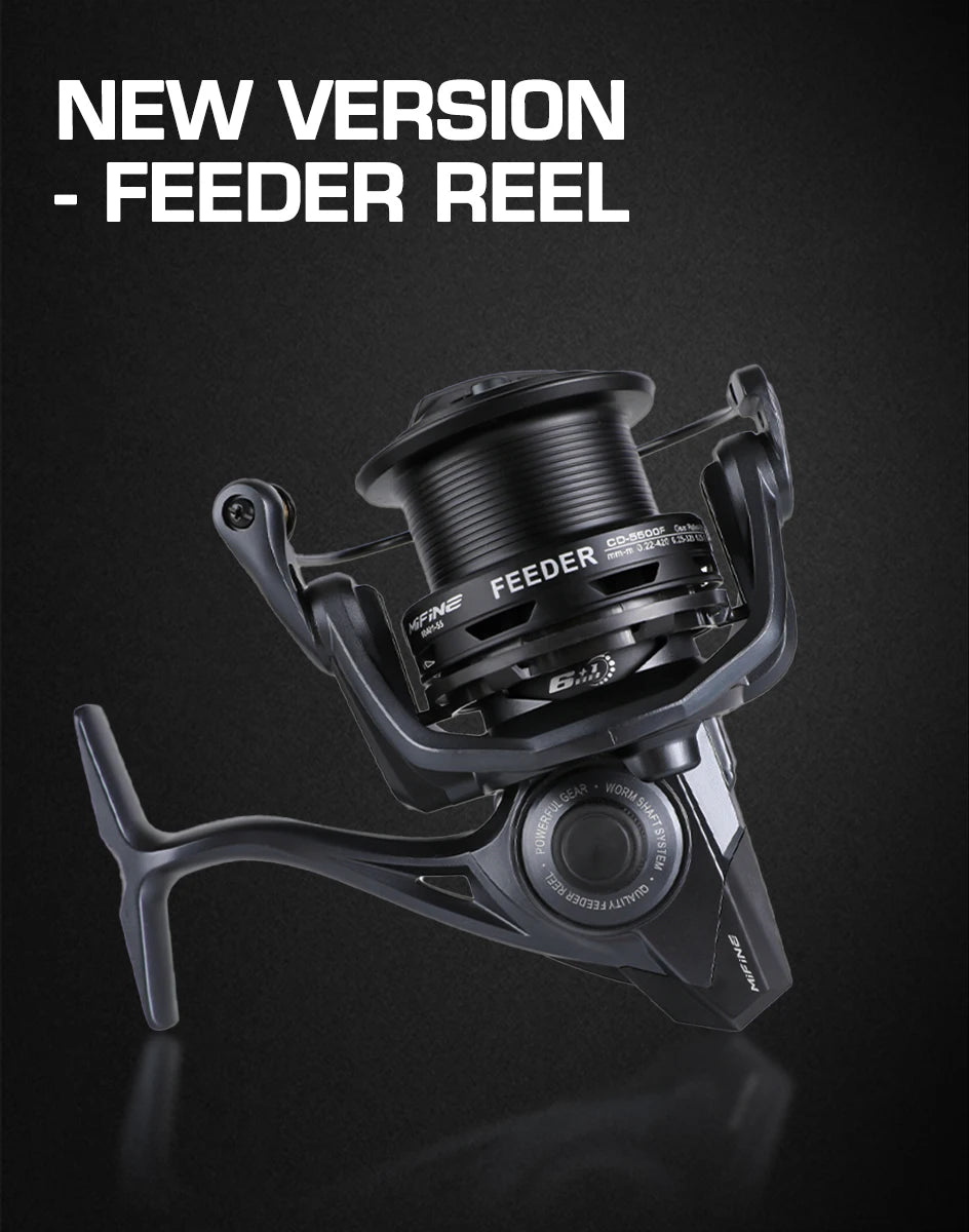 MIFINE FEEDER CONFIDENT Fishing Reel 4500 5500 10KG Max Drag Coil Professional 6+1 BB Worm Shaft System Spinning Feeder Reels