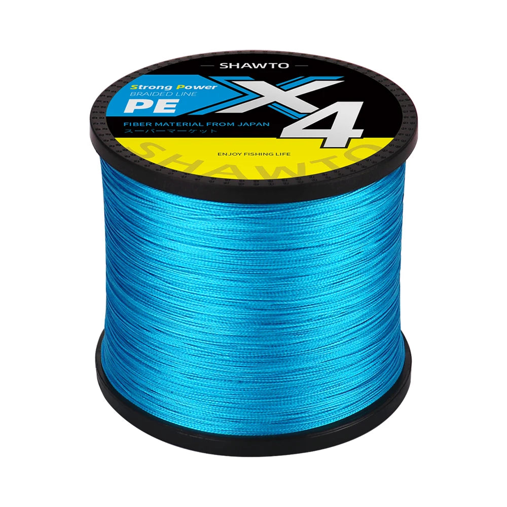 Shawto X4 Strong 1000M 4 Strand Weaves PE Braided Fishing Line Multifilament 4 Braid Wire 12LB 18LB 28LB 40LB 80LB Carp Line