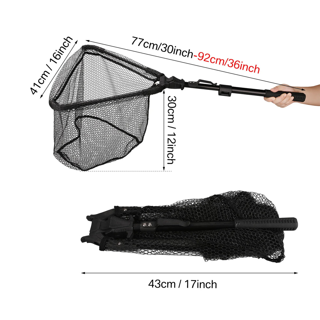 55cm-190cm Telescopic Fishing Net for Salmon Fly Carp Catfish Trout Floating Landing Net Easy Catch & Releasee Foldable