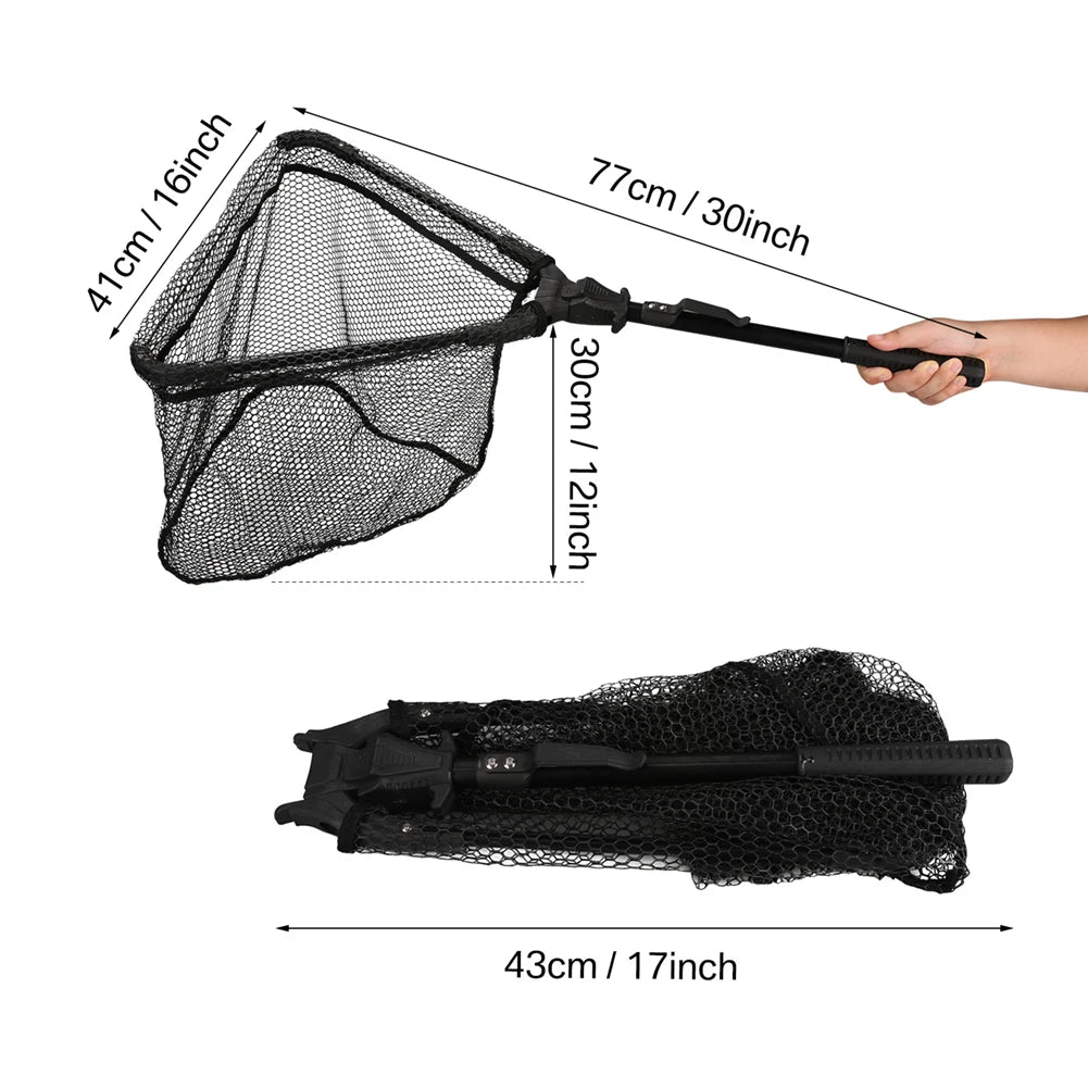 55cm-190cm Telescopic Fishing Net for Salmon Fly Carp Catfish Trout Floating Landing Net Easy Catch & Releasee Foldable