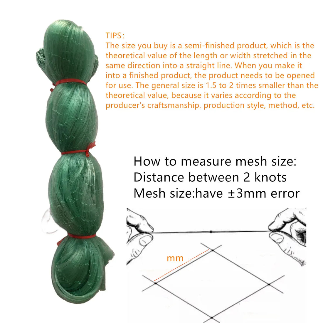 Semi-finished Fishing Net Thickness 0.25mm Gillnet Monofilament Nylon Fish Network Fishnet Visnet Rede Epuisette Pour la peche