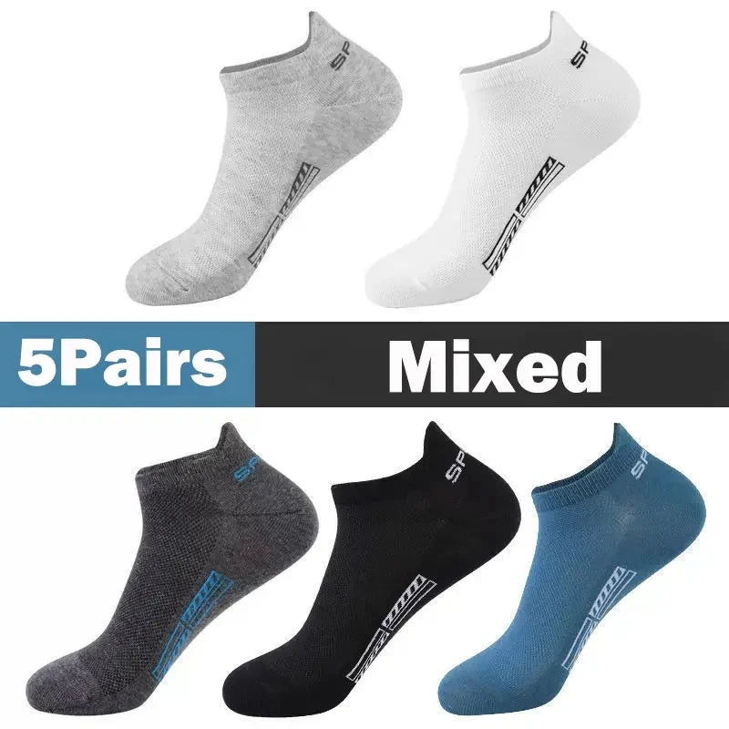 5/10/20 Pairs Men Short Socks Trendy High-Quality Low Cut Round Neck Ankle Socks Mesh Breathable Versatile Casual Men Boat Socks