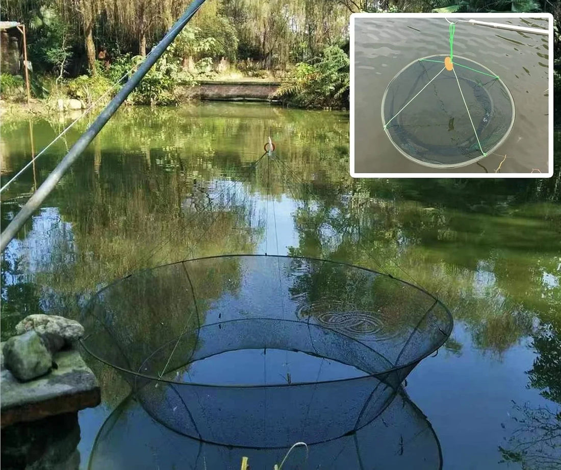 Landing Fishing Net Large Foldable Drop Net Prawn Bait Crab Shrimp Crucian Portable Mesh For Outdoor Reservoir Pond Use 80/100cm