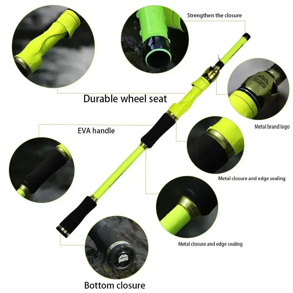 BAKAWA Casting Spinning Fishing Rods 1.8M 2.1M EVA Handle Baitcasting Fish Rod 4 Sections UltraLight Travel Feeder Pole Pesca