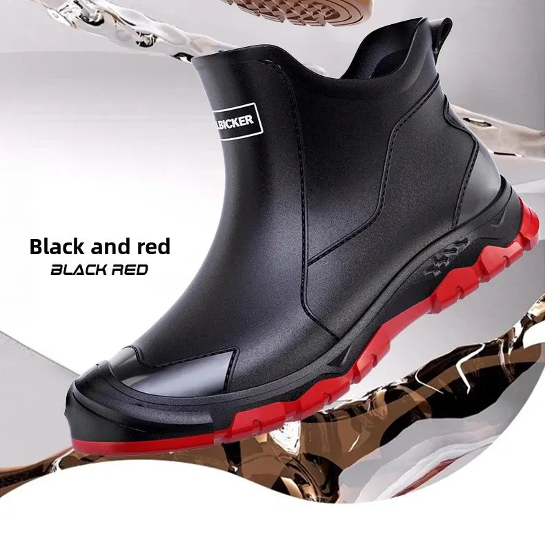 Waterproof Cross-Border Men's Rain Shoes Fashionable Short Socks Thickened Warm Rubber Work Anti-Slip Fishing Kitchen Rain Boots