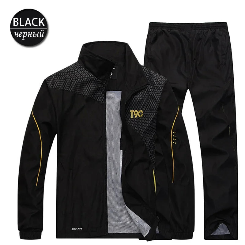 2024 Autumn Men's Gym Sportswear Running Sets 2 Piece Tracksuit Sports Suit Jacket+Pant Male Outdoor Training Workout Clothing