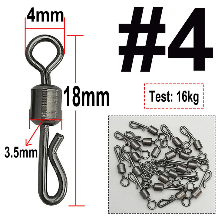 25 / 50 / 100pcs Bearing Swivel Fishing Connector Q-Shaped Quick Change Swivel Snap For Carp Fishing Terminal Tackle Accessories