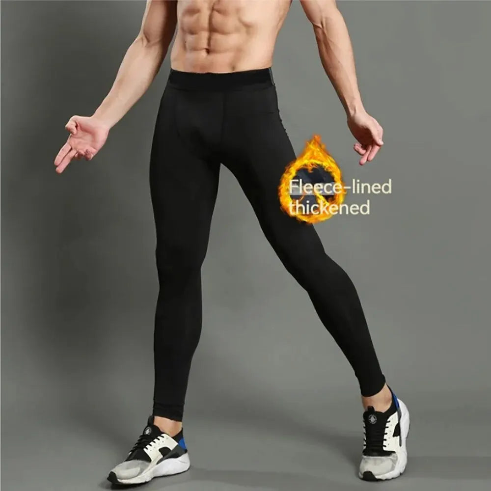 Plush And Thick Sports Tight Men's Fitness Bottoms With High Elasticity And Quick Drying Running Training Pants