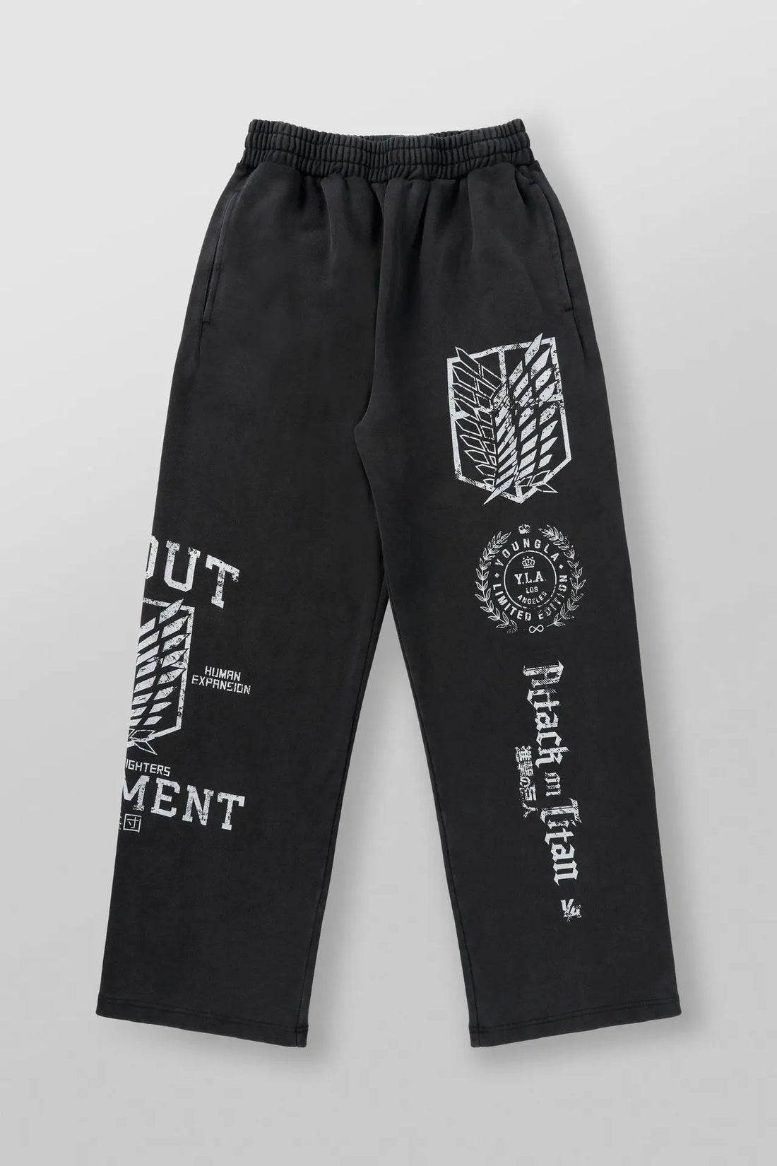 Young American trendy sweatpants collaboration anime joggers cotton terry print wide-leg casual pants hip-hop street pants