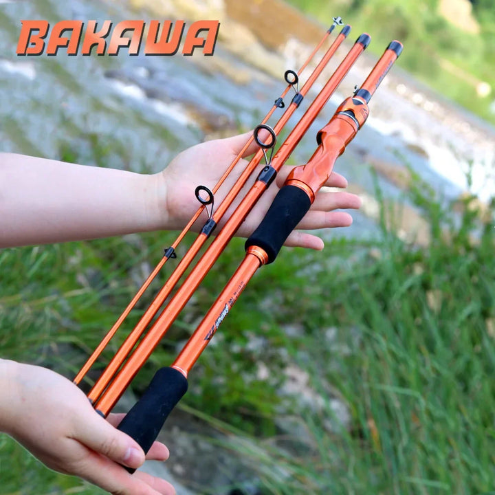 BAKAWA Casting Spinning Fishing Rods 1.8M 2.1M UltraLight Travel Feeder Pole 4 Sections EVA Handle Baitcasting Fish Rod Pesca