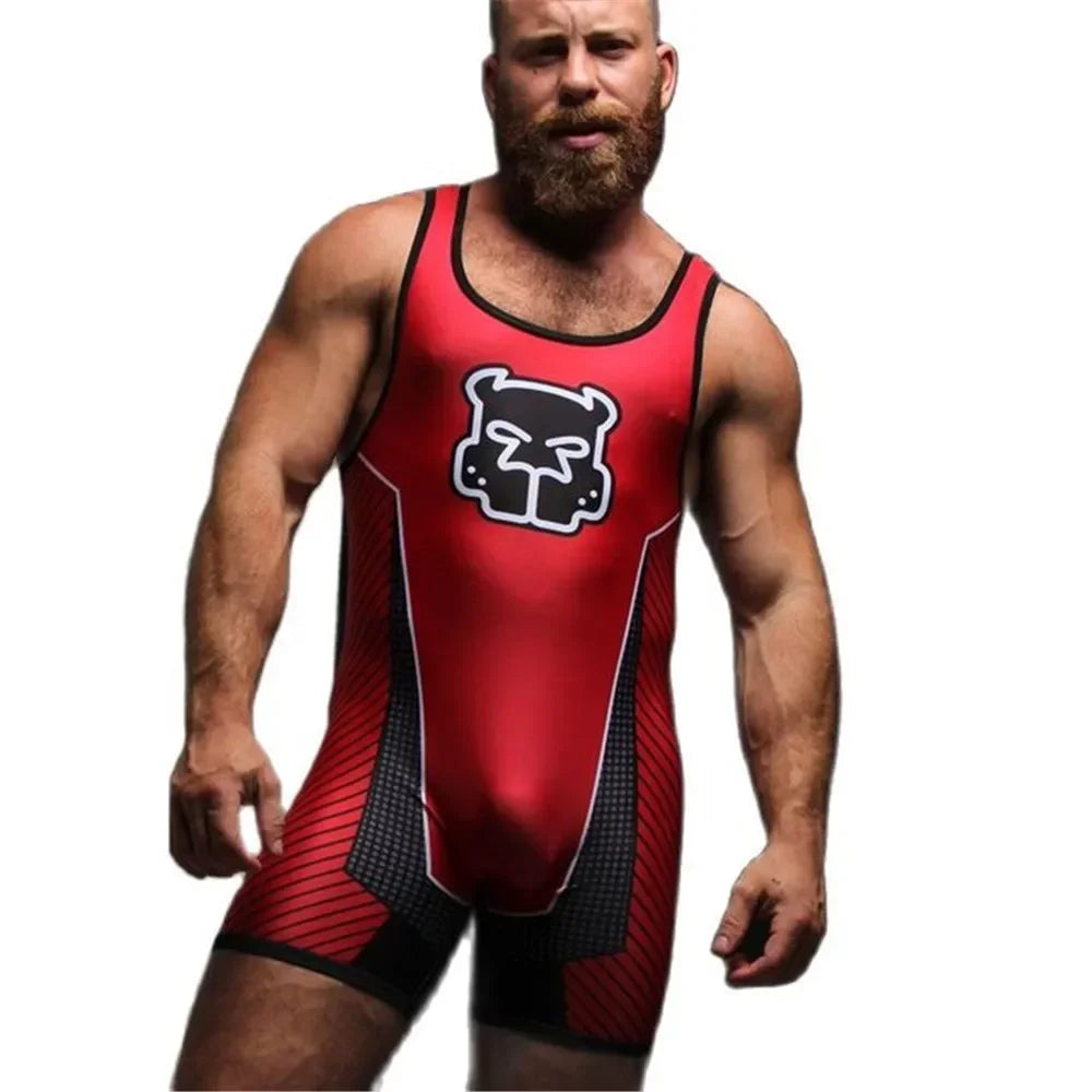 Summer Men's Wrestling Singlets Suits One-piece Powerlifting Sleeveless Gym Sport Fitness Clothing Boxing Tight Singlet Suit