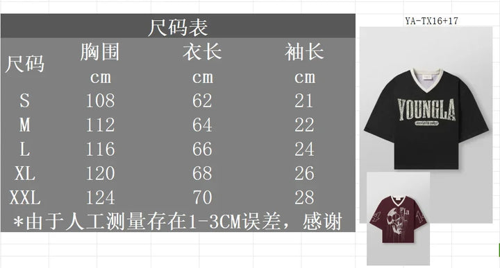 YOUNGLA American fashion brand oversized T-shirt Men's sports fitness quick drying breathable large mesh printed T-shirt