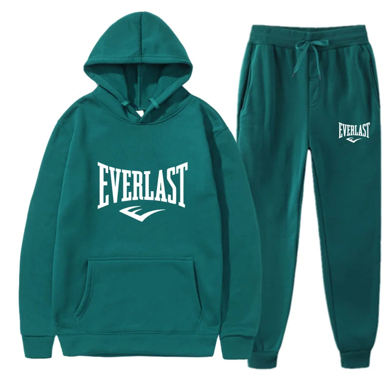 Fashion EVERLAST Tracksuit For Men Hoodie Fitness Gym Clothing Men Running Set Sportswear Jogger Men'S Tracksuit Winter Suit