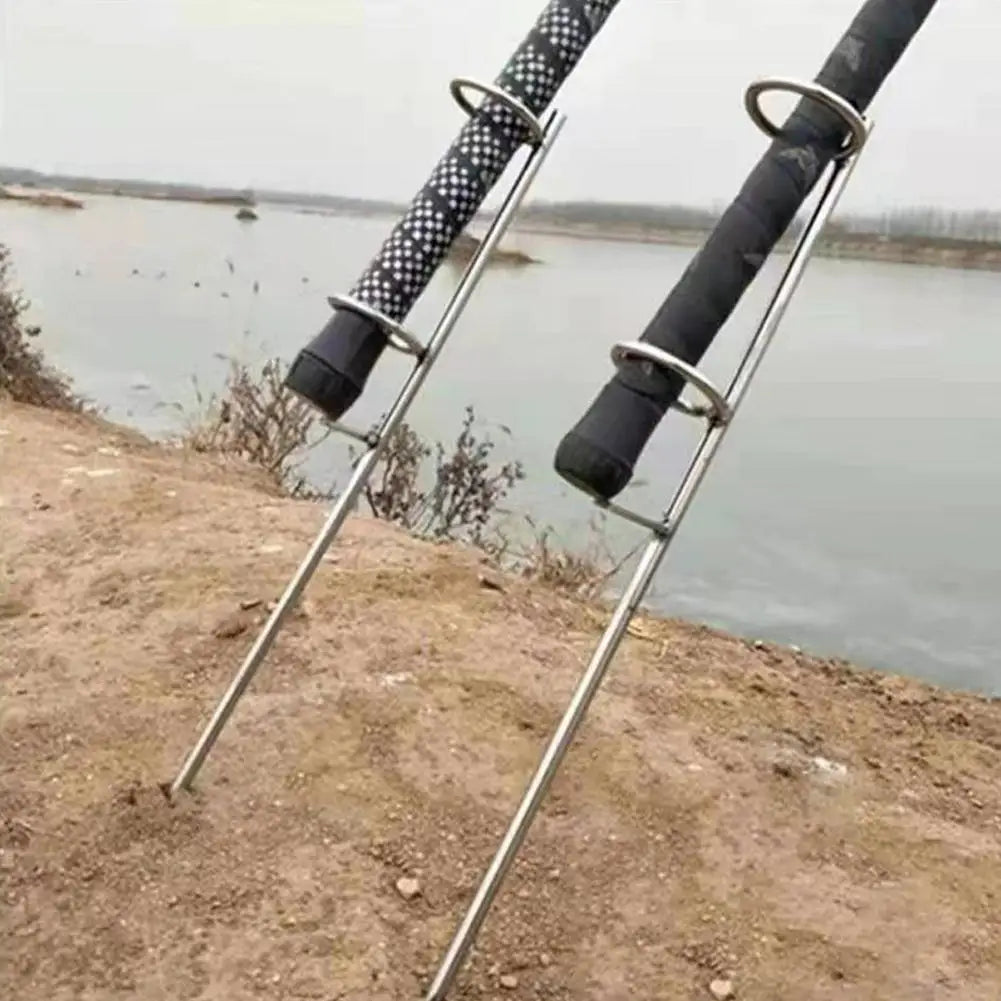 Sea Rod Double Ring Bracket Sstainless Steel Ground Insertion Fishing Rod Bracket Outdoor Fishing Gear Accessories