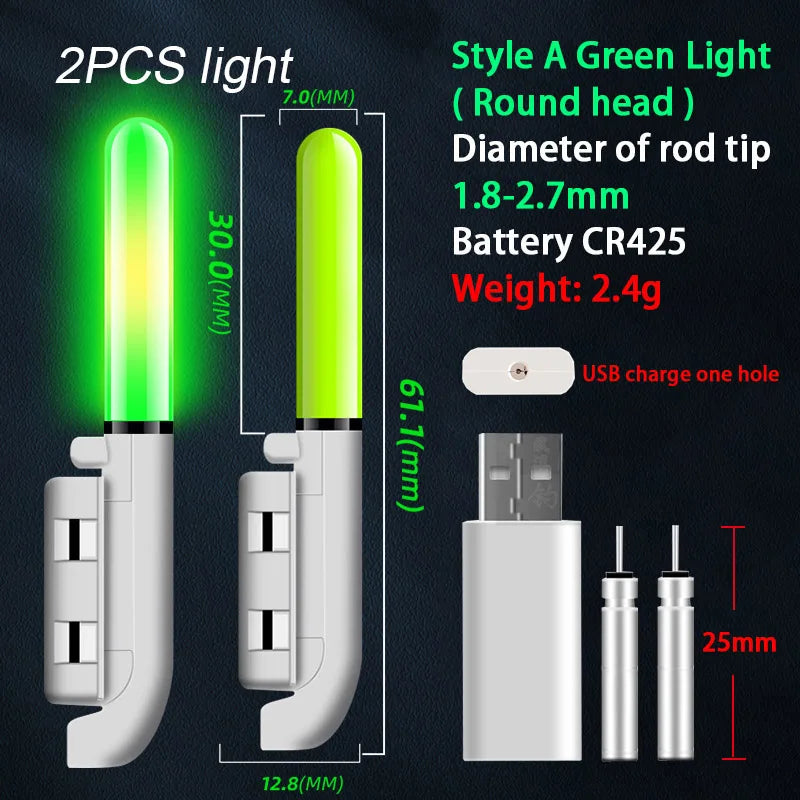 Electronic Fishing Light Stick With CR425 battery rechargeable kit Fishing Rod Bite Bait Alarm Night Fishing Bobber Pesca Tackle