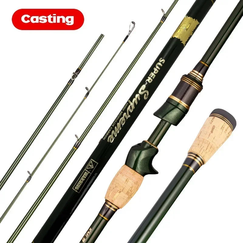 1.8m/2.1m/2.4m Spinning Casting Carbon Fishing Rod 4-5 Sections Portable Travel Rod Spinning Fishing Rods Fishing Tackle