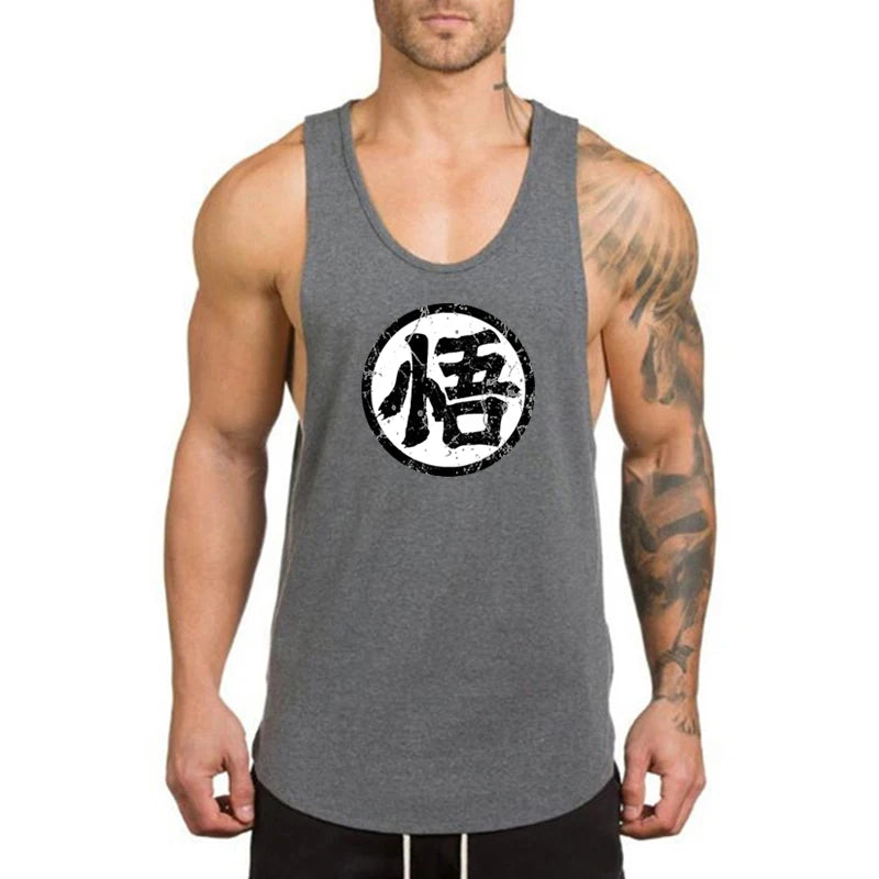 New Mens Dragon Ball Clothing Muscle Fitness Casual Singlets Gym Workout Korean Sleeveless Tank Top Fashion Running Undershirt