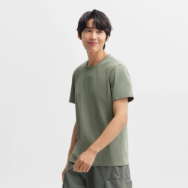 Semir 2024 Short-Sleeved T-Shirt Men Spring New Pure Cotton Bottoming Shirt Simple Commuting Casual Top Solid Color Round Neck