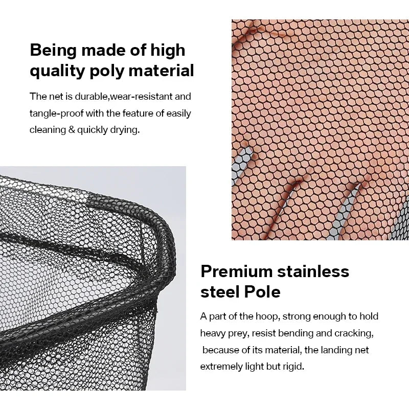 150/170cm Telescopic Landing Net Folding Fishing Pole Extending Fly Carp Course Sea Mesh Foldable Fishing Net for Fly Fishing