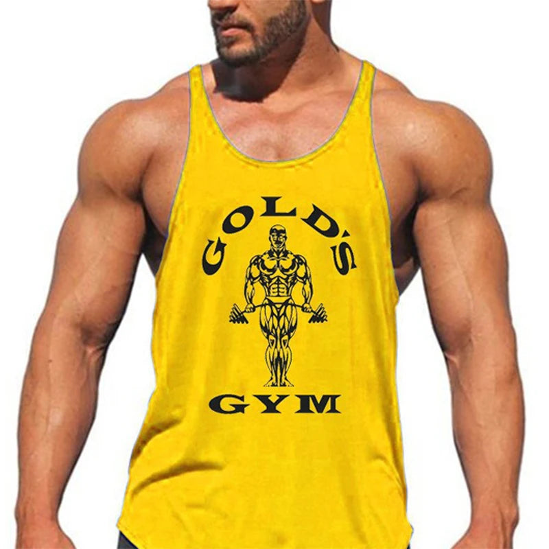 Men Summer Print Workout Tank Tops Gym Workout Shirt Y-Back Sleeveless Muscle Fitness Bodybuilding Training Fashion Sports Shirt