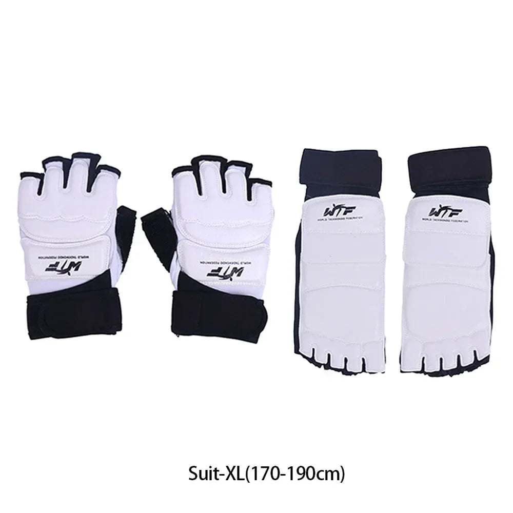 1 Pair Karate Gloves Taekwondo Equipment Half Finger Protector Boxing Hand Foot Protection Foot Guards Martial Arts Kickboxing