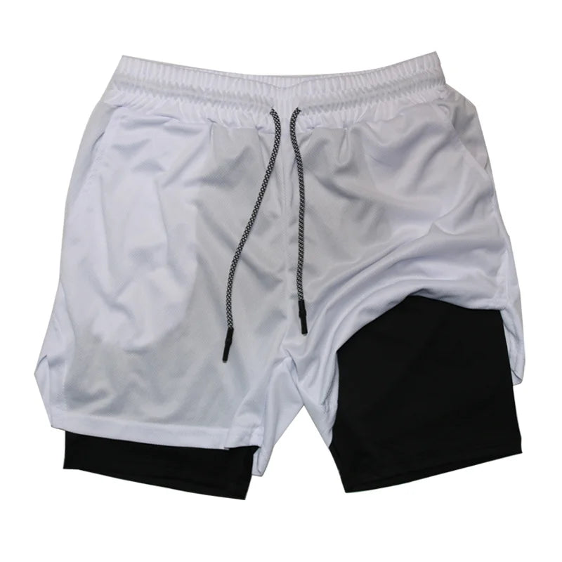 Men's 2 in 1 Running Shorts with Zipper Pocket Towel Loop Gym Athletic Shorts 5" Lightweight Quick Dry Workout Shorts with Liner