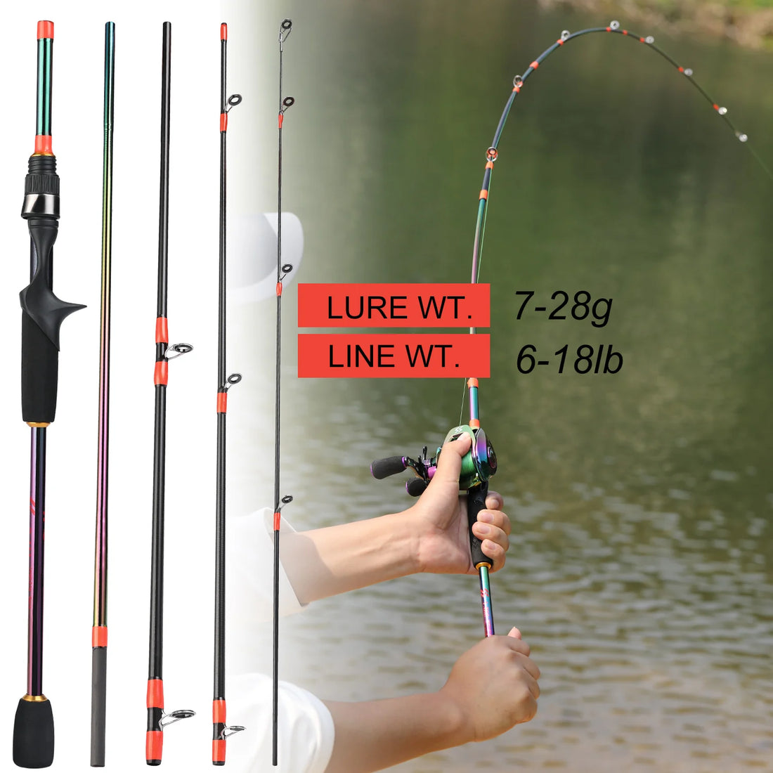 Sougayilang UL Fishing Rods Spinning Casting Throw Fishing Rod 5 Sections 1.8-2.4M High Carbon Fiber Travel Fishing Accessories