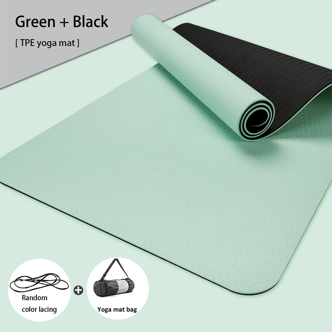 Yoga Mat,Double-Sided Non Slip Eco Friendly Fitness Exercise Mat with Strap TPE YogaMats for Women Men,for Yoga,Pilates,Exercise