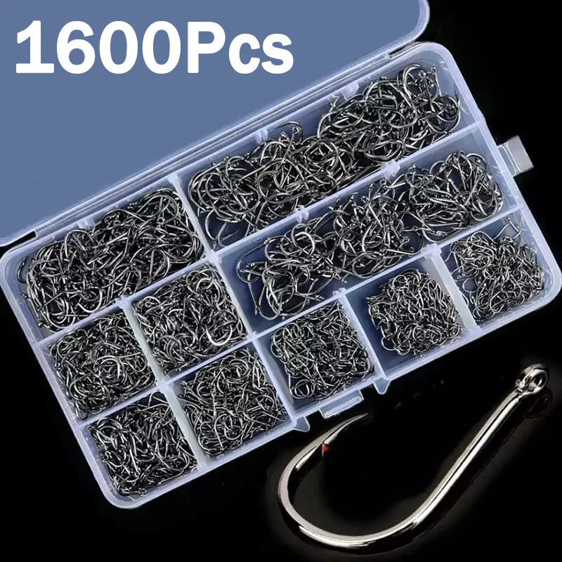 Fishing Hooks Carbon Steel Strong Sharp Silver Circle Fishhook 3#-12# Jig Barbed Pesca Portable Lure Bait Tackle 50-1600Pcs/Box