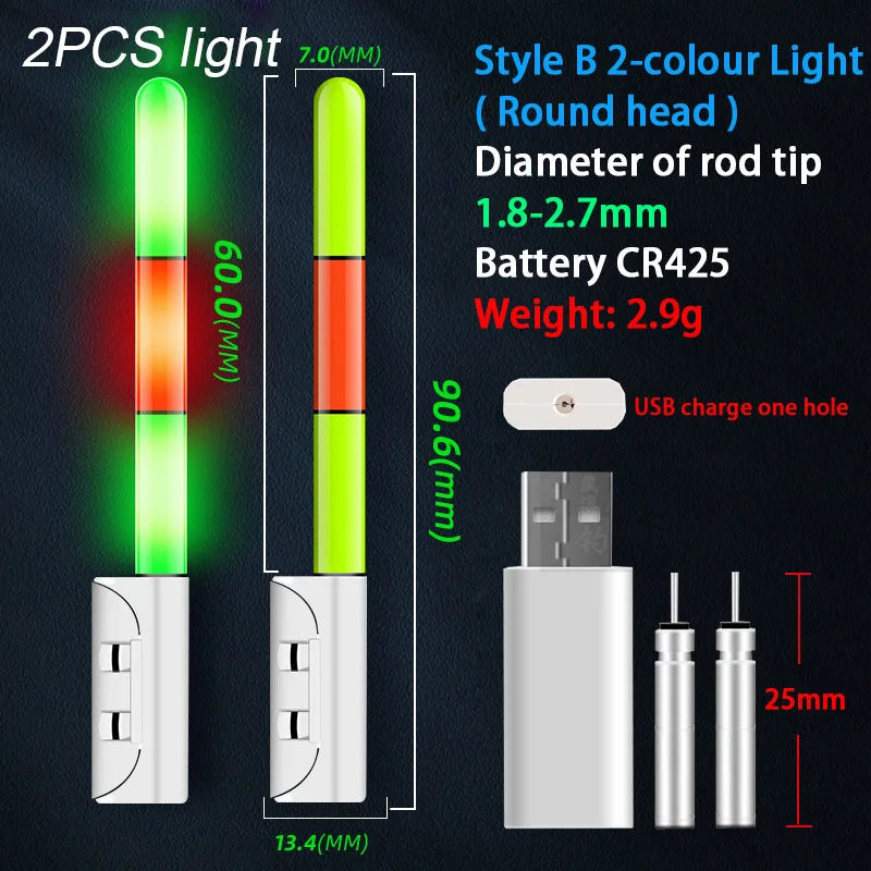 Electronic Fishing Light Stick With CR425 battery rechargeable kit Fishing Rod Bite Bait Alarm Night Fishing Bobber Pesca Tackle