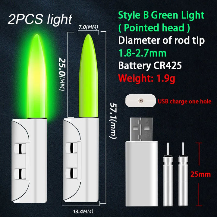 Electronic Fishing Light Stick With CR425 battery rechargeable kit Fishing Rod Bite Bait Alarm Night Fishing Bobber Pesca Tackle