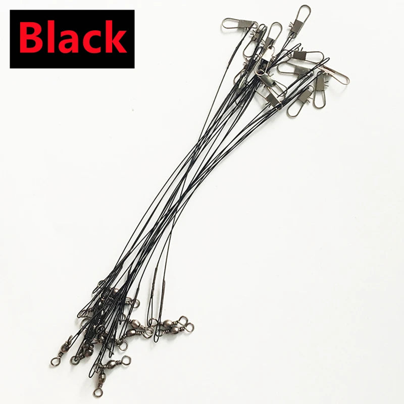 100/50/30/10pcs Anti Bite Steel Fishing Line Steel Wire Leader With Swivel Fishing Accessory Tools Lead Core Leash Fishing Wire