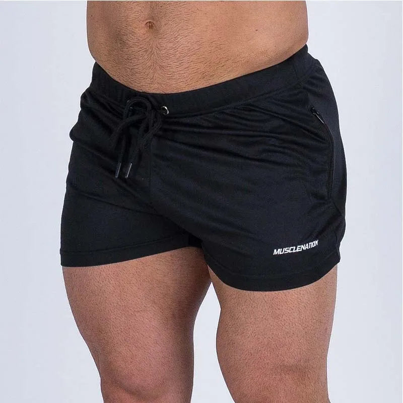 Men's Shorts Mesh Quick Dry Elastic Waist Zipper Pockets Summer Workout Running Gym Sports Casual Beach