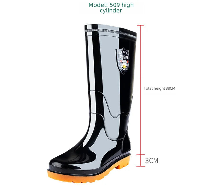 Men Oxford Cloth Thickened High Tube Rain Boots Fishing Water Shoes Construction Sites Outdoor Activities