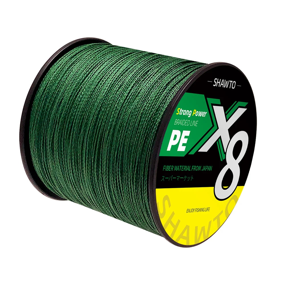 Shawto X8 Strong 300M 1000M 8 Strand Weaves PE Braided Fishing Line Multifilament Japan Wire 14-100LB Carp Fishing Accessories