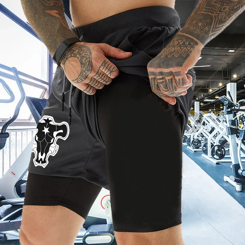 Customized Print 2 in 1 Gym Workout Shorts for Men Athletic Sport Quick Dry Compression Shorts 5 Inch Fitness Running Sportswear