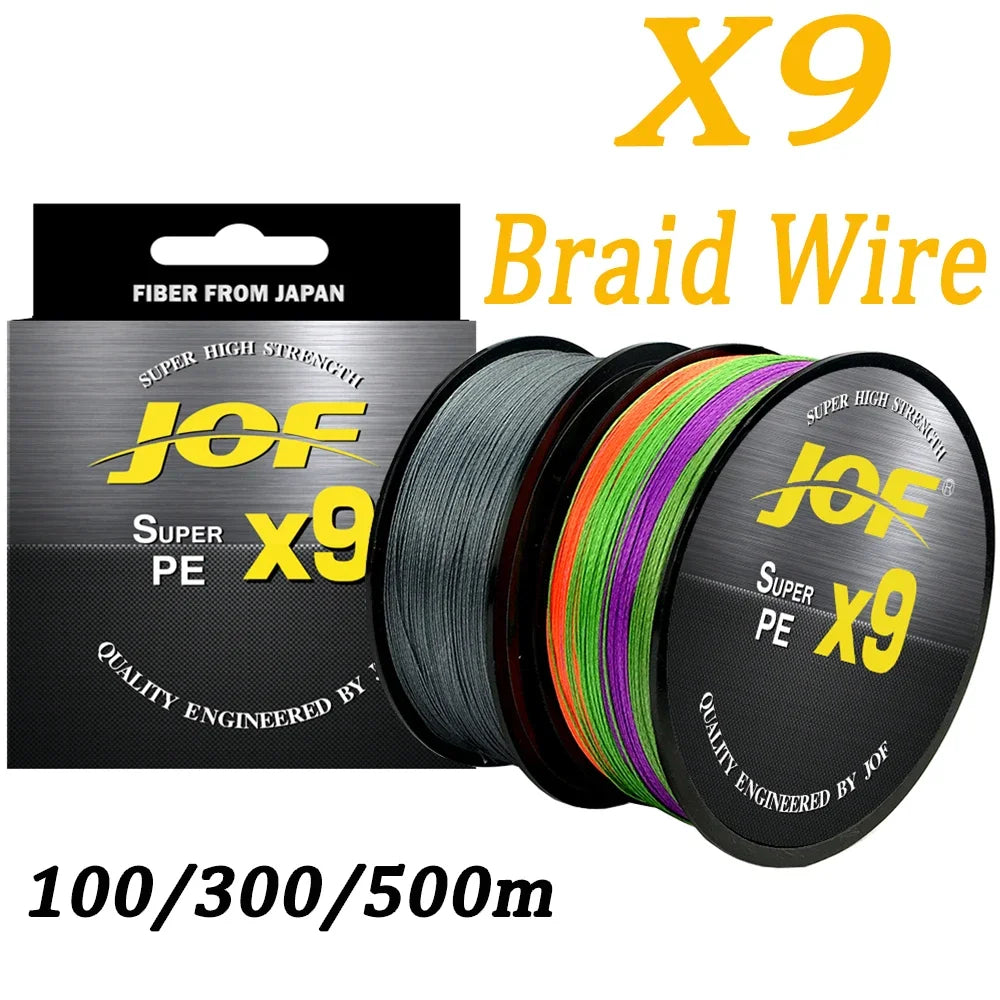 JOF 9x-Strand Braided Fishing Line 100M 300M 500M X9 Japanese Multifilament Pe Wire For Saltwater Durable Woven Thread Tackle