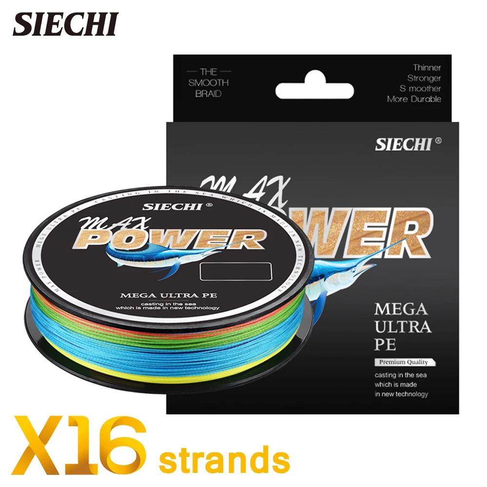 SIECHI 16 Strand Japan Braided Line Multifilament Fishing Line 150M 500M Carp Fishing Accessories 18-110LB Pe Line 8 Braid Wire