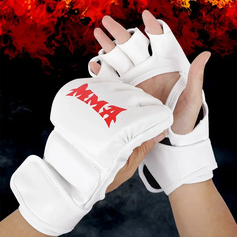 Professional Boxing Training Gloves Half Finger Leather Cushion for Adult Sanda Boxing UFC Training Sandbag Knuckles