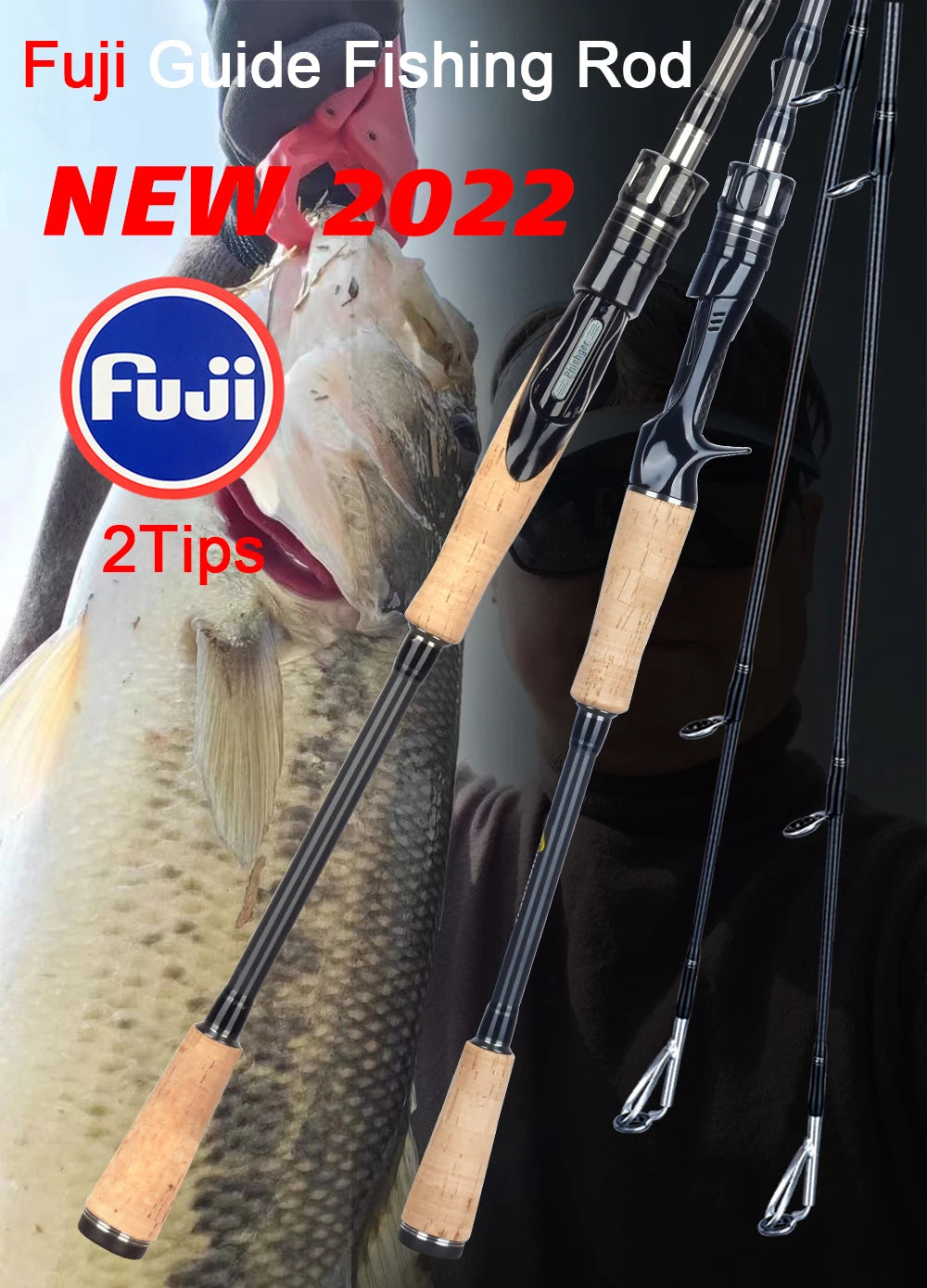 BIUTIFU Spinning Casting Fuji Fishing Rods 1.98/2.1/2.4/2.7/3.0/3.3m T800 Carbon 2Tip ML/M/MH/H Lure 5-80g Baitcasting Fast Pole