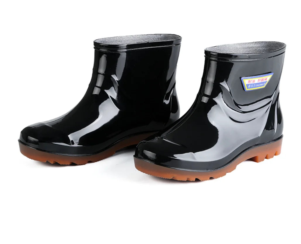 Men's Rain Boots Round Toe Wedge Wear-resistant Plastic Water-proof Rain Boots Tendon Bottom Hot Selling Fishing Boots Non-slip