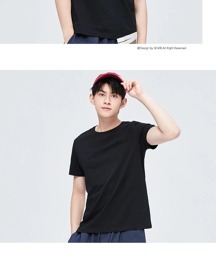 Semir Unisex T-shirt  Short Sleeve Men T-Shirt Cotton 2024 Summer New Man Clothing Is Thin And Versatile T Shirt Solid Color